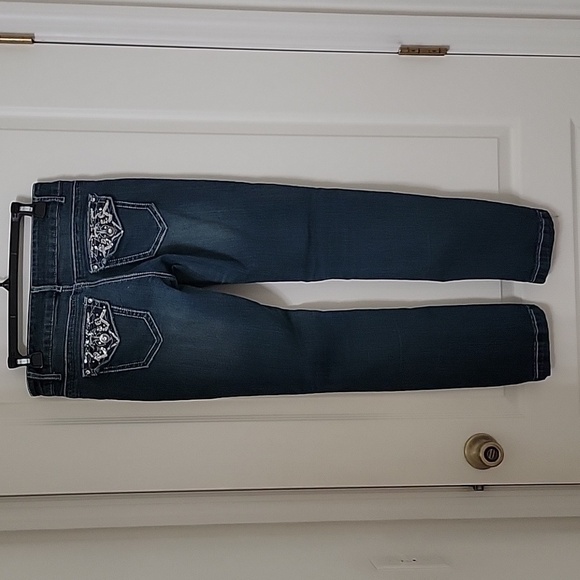 Natural Reflections Size 4 Bling Button Back Pocket Denim Blue Jeans - Picture 10 of 15